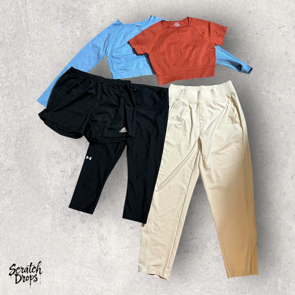 Women Activewear Bundle Size Med 5 Piece Set Gym Yoga Workout Pants Tops Shorts